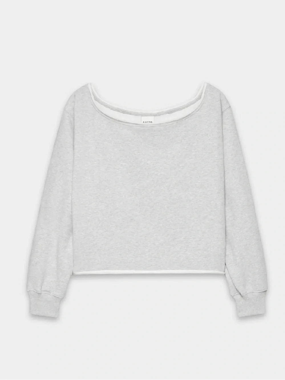 ARITZIA Perfect Off Shoulder Sweatfleece S NWT grey Heather Sweatshirt OTR0048 - Picture 4 of 6